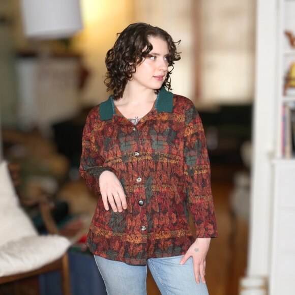 Fall Colour Cardigan Medium Sized Express Tricot - Picture 1 of 3